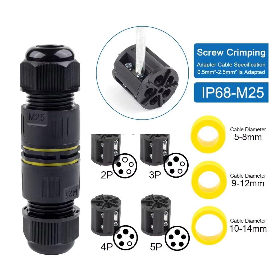 Outdoor Cable Connector – Waterproof Electrical Wire Screw Crimp 400V 25A Outdoor Cable Connector – Waterproof Electrical Wire Screw Crimp 400V 25A